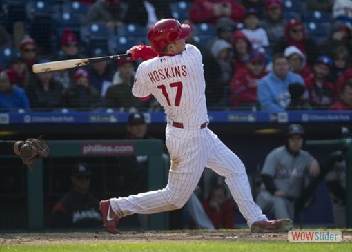 Rhys Hoskins is out for the season with a left ACL tear.